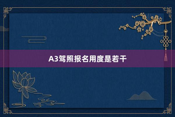 A3驾照报名用度是若干